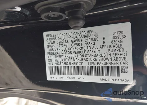 2020 Honda Civic Ex from USA, damaged, VIN 2HGFC3B35LH351031